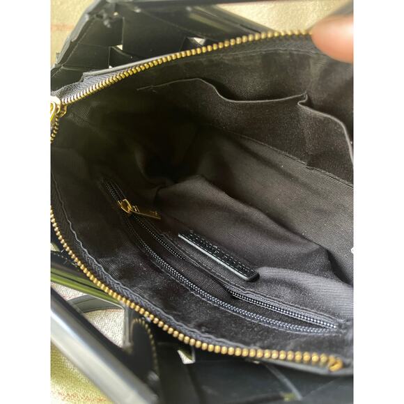 Anthropologie Melie Bianco Faux Leather Woven Satchel in Black - Picture 4 of 5